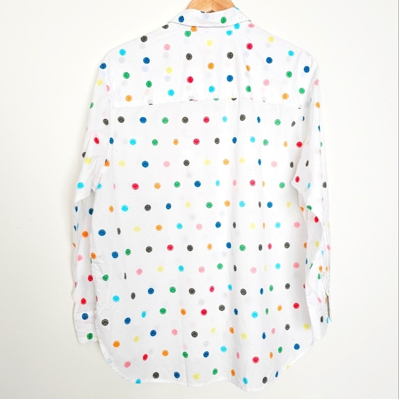 NWT Aerie Novelty Happy Face Colorful Polka Dot Women's Button Down Shirt Size M - Picture 6 of 7